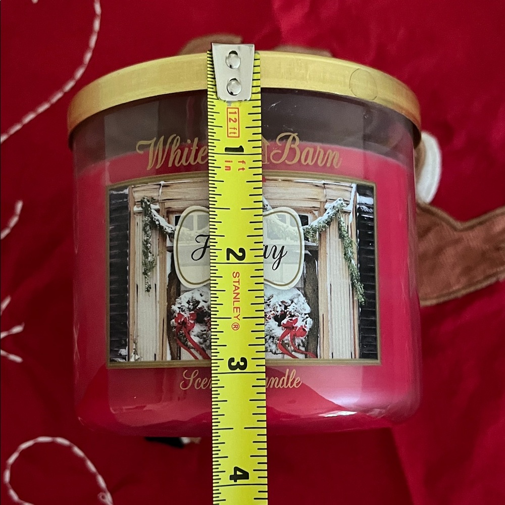 Bath & Body Works White Barn Holiday 3 Wick 14.5 Oz Candle in Red with Gold lid - Picture 6 of 7